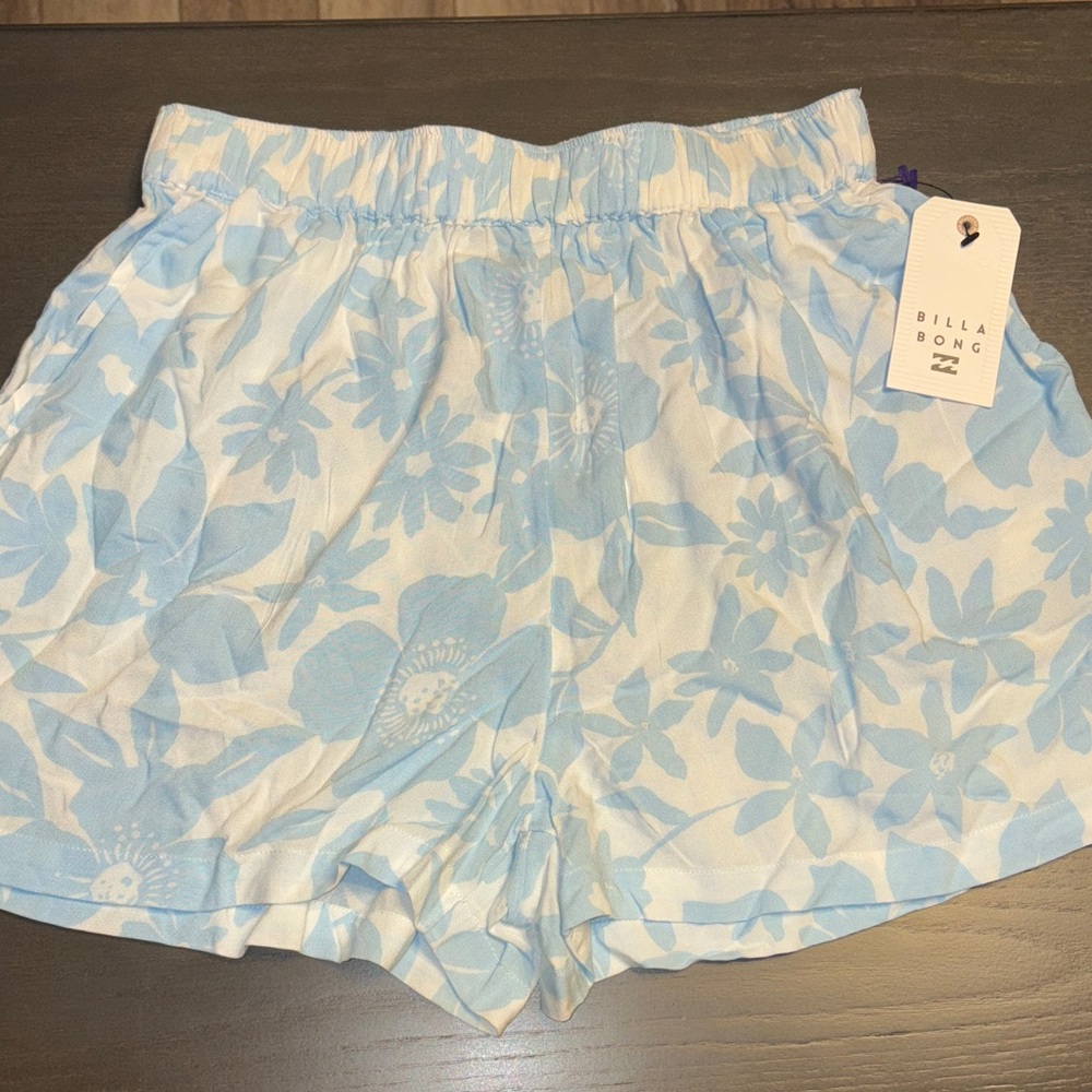 Billabong White and Light Blue Floral Lounge Shorts